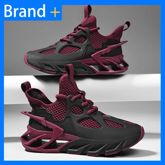 Mens Sports Shoes New Mesh Breathable Outdoor High Elasticity Running Shoes Fashionable Summer Comfortable Sports Tennis Shoes