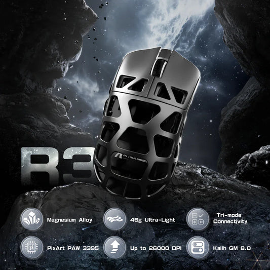 ATTACK SHARK R3 Magnesium Alloy Gaming Mouse 8K Wireless Superlight Mouse, PAW3395 Sensor, 26000 DPI, 8000Hz Polling Rate, Bluetooth, 2.4G & Wired Gaming Mouse