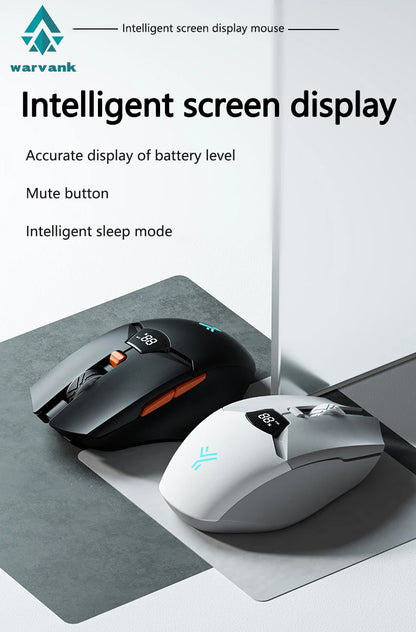 Warvank SX01 kabellose Gaming-Maus mit Smart-Screen-Display, 6-stufiger DPI-Einstellung, 600mAh Akku, leise Bluetooth-Maus fürs Büro