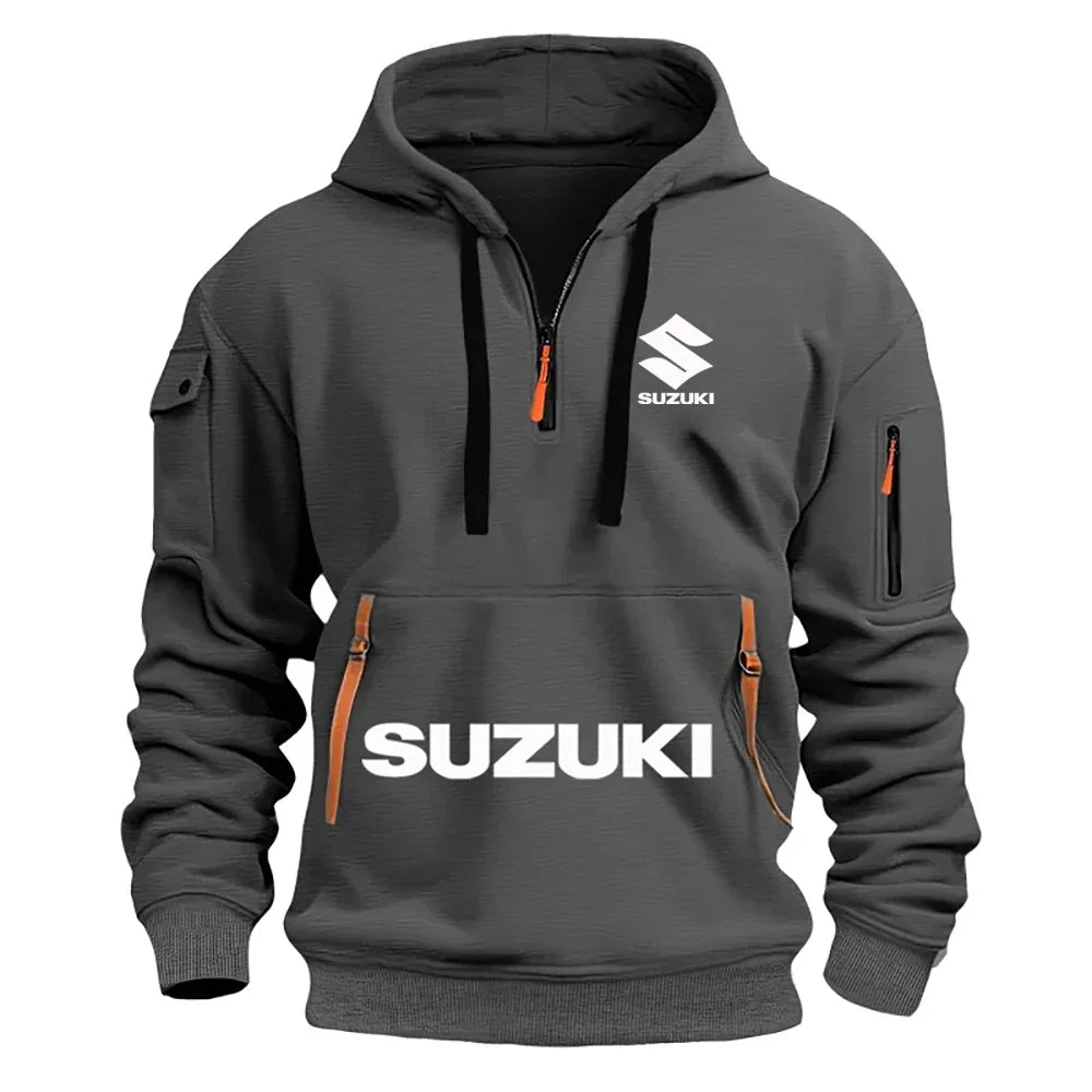 Suzuki's New Men's Hooded Sweatshirt Casual Outdoor Sports Sweatshirt Warm for Autumn and Winter Perfect for Motorcycle Enthusiasts