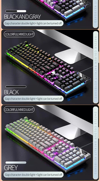 K500 Pink Keyboard Gaming-Tastatur in gemischten Farben mit weiß-rosa Tastenkappen, 104 Tasten, kabelgebunden, für Laptop und PC