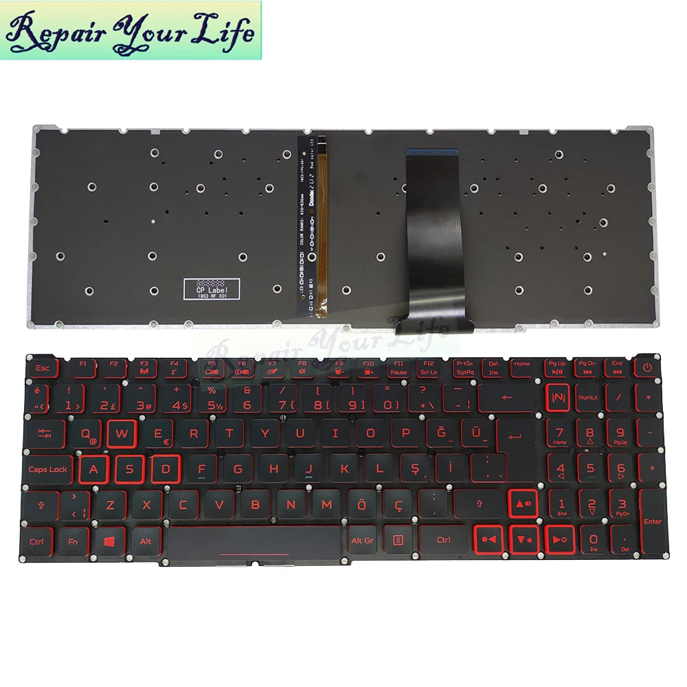 PT-BR Brasil US RU Tastatur mit Hintergrundbeleuchtung für Acer Nitro 5 AN515-54 AN515-43 AN517-52 AN517-51 AN517-54 AN715-51 Spanien LA IT TR GR FR