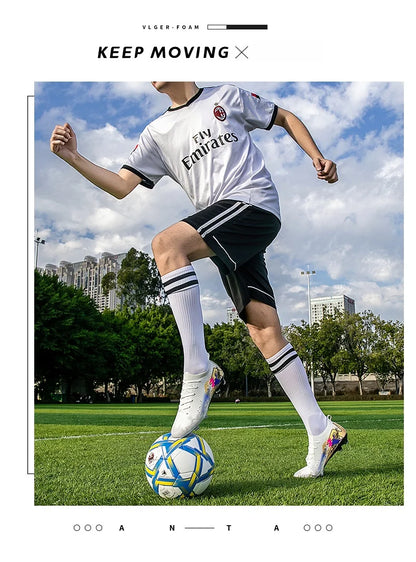 New Men Football Boots Soccer Cleats FG Non-Slip Training Shoes Soccer Shoes Long Spikes Match Ultralight Outdoor Drop Shipping