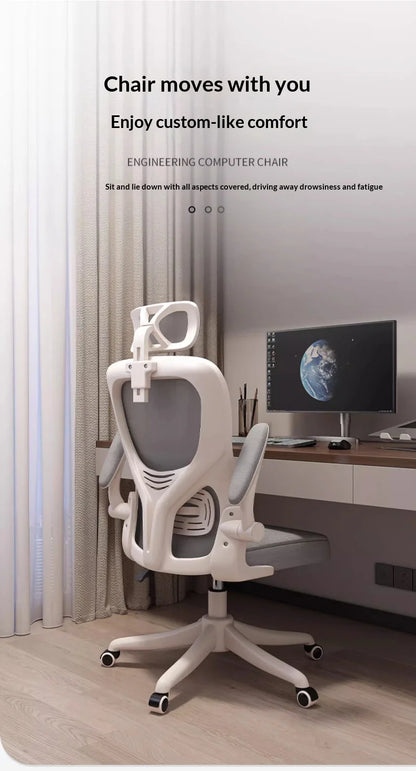 Ergonomic Office Chair Adjustable Lumbar Support Mesh High Back Swivel Computer Gaming Chair Reclining Armrest White Black