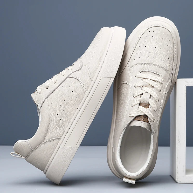 DIMANYU Men's Sneakers Genuine Leather 2026 New Summer Casual Shoes Men Platform Lace-Up Simple Fashion Breathable Shoes Men