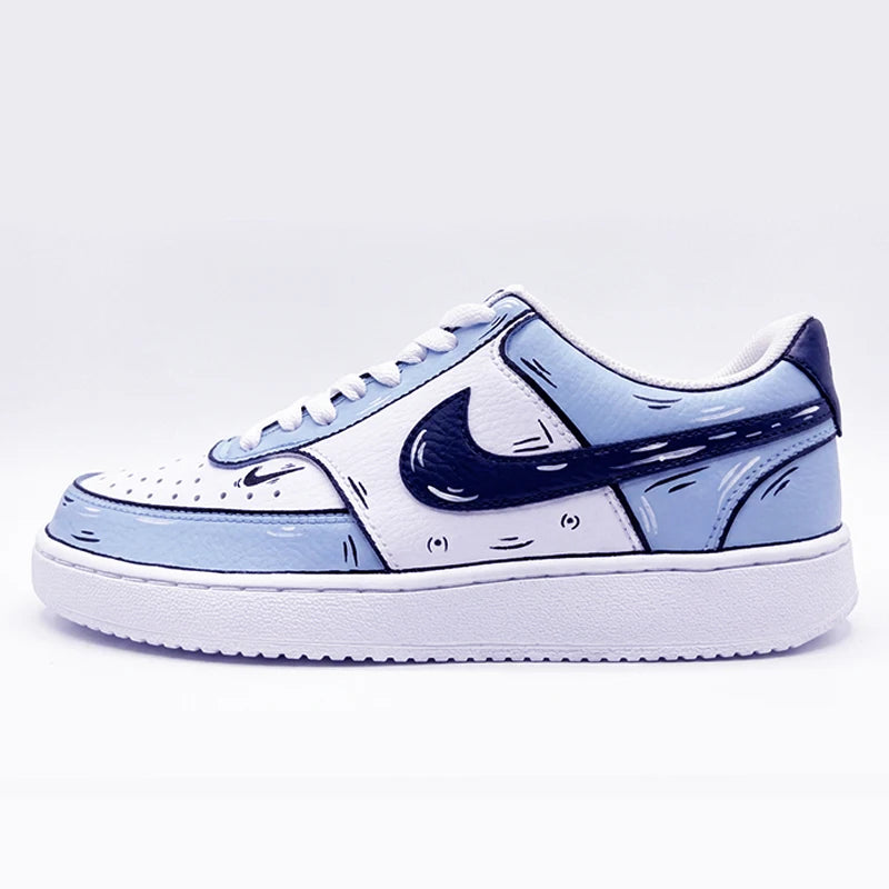 Custom Sneakers Custom Sneakers NIKE COURT VISION Messy Line Design Couple Matching Shoes Unisex Low-Top Skate Retro Shoes