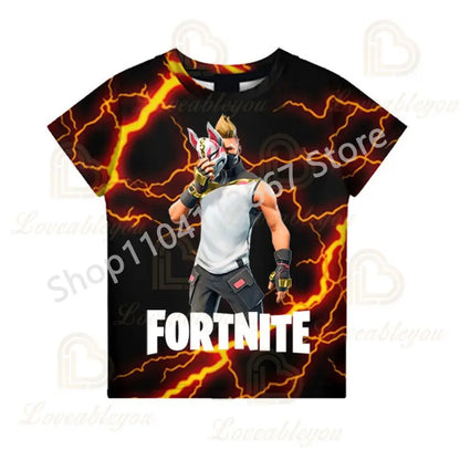 Kinder 100-160cm Hot Sale F-Fortnited Sommer-T-Shirt für Jungen und Kleinkinder, lustige Gaming-T-Shirts, modisches Geburtstagsgeschenk für Mädchen und Jungen