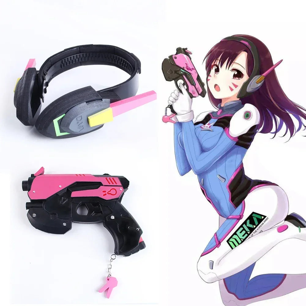 Игра Overwatch D.Va слушалка пистолет Hana Song DVA оръжие пистолет косплей реквизит коледна Хелоуин парти играчка косплей аксесоари
