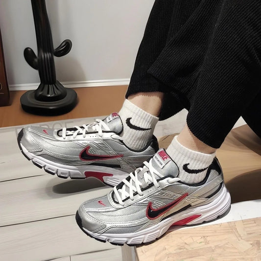 Nike Initiator Fashionable and Trendy Wear-Resistant Breathable Low-Top Casual Urban Commuting Running Shoes Men's Black Silver