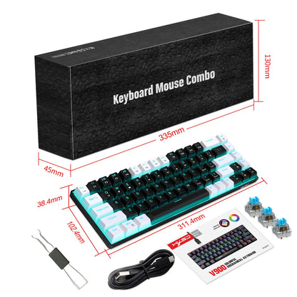 Teclado mecánico gaming 60% USB con teclas blancas, mini teclado gamer ergonómico para ordenador con retroiluminación y música