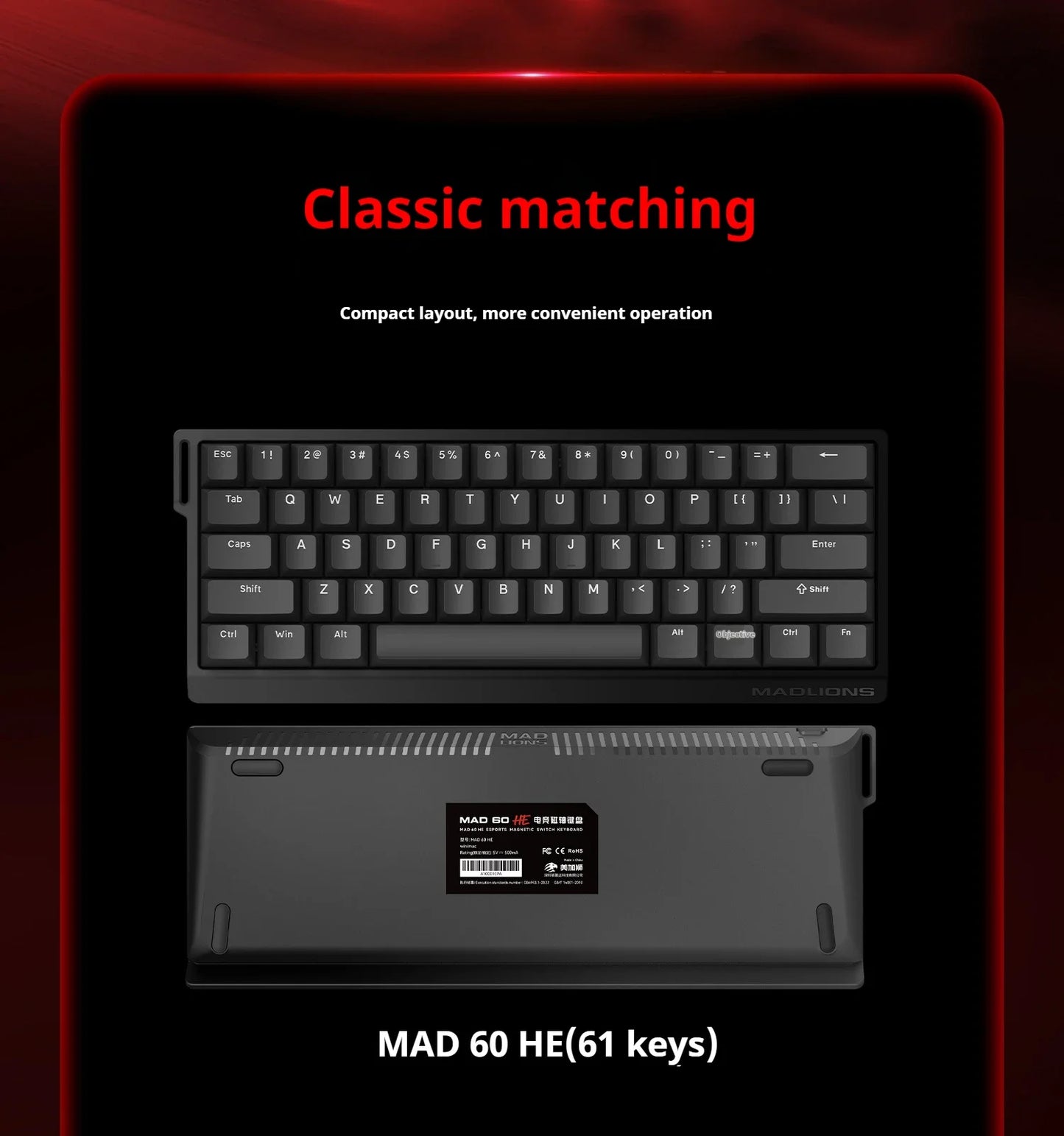 FGG MAD60 Gaming RGB Magnetic Axis Keyboard Game Dedicated Full Key Hot Swap Quick Response Entry Level Custom Gaming Keyboard