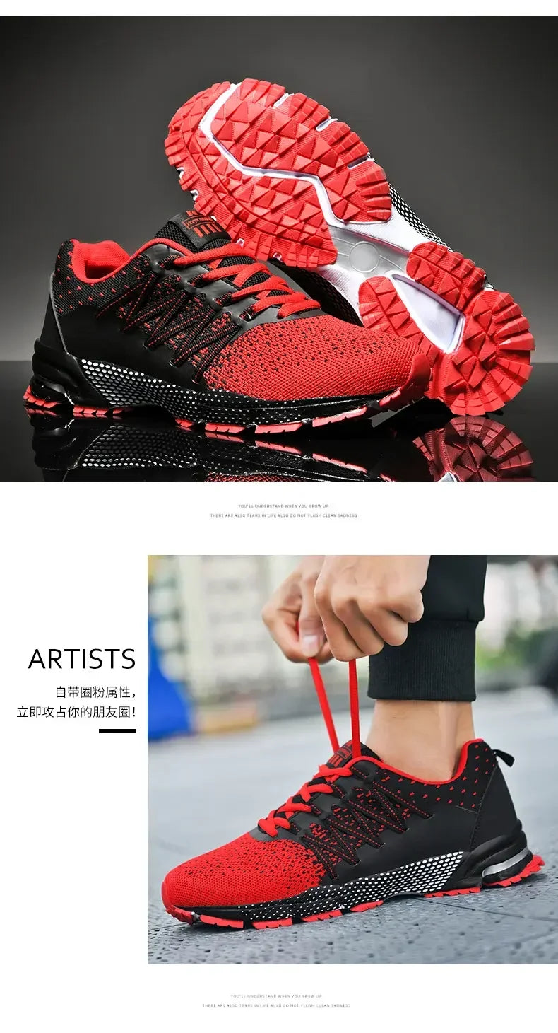 2025 Thick-Soled Sports Shoes Youth Mesh Breathable Running Shoes Trendy Spring Summer Korean Large Black and White Shoes Walk