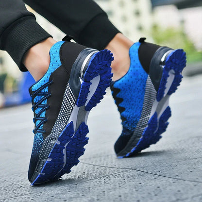 2025 Thick-Soled Sports Shoes Youth Mesh Breathable Running Shoes Trendy Spring Summer Korean Large Black and White Shoes Walk