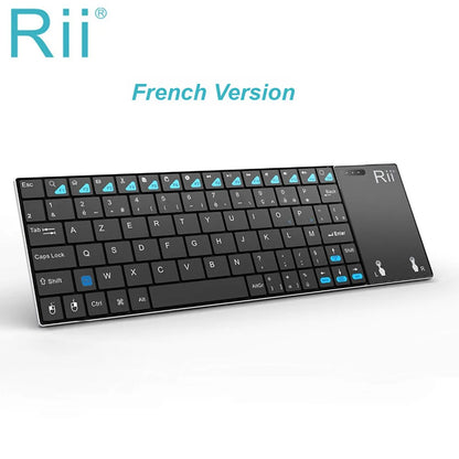 Teclado inalámbrico ruso, español, inglés y francés Rii K12+/i12+ Mini Keyboard con panel táctil para Android, laptop, PC y TV Box