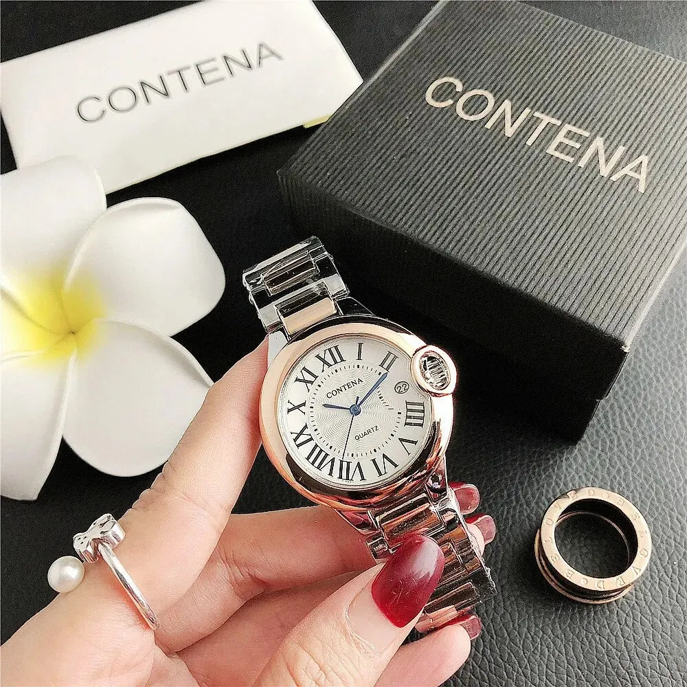 New Brand Luxury Stainless Steel Men and Women Luxury Atmosphere Quartz Watches Fashion Blue Balloon Women Date Watch Suit
