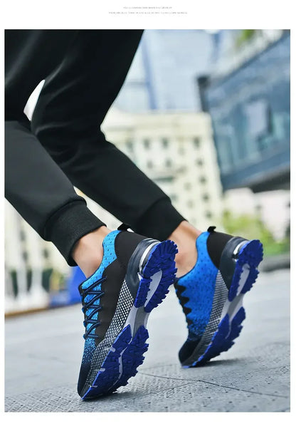 2025 Thick-Soled Sports Shoes Youth Mesh Breathable Running Shoes Trendy Spring Summer Korean Large Black and White Shoes Walk
