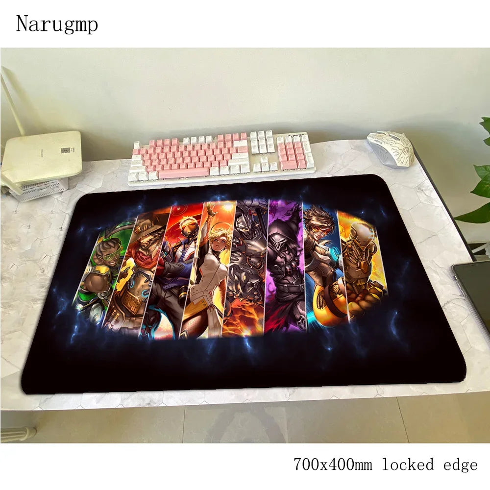 Tappetino mouse Overwatch 700x400x3mm, tappetino gaming anime con personalità per ufficio e notebook, tappetino da scrivania, regalo per ragazzo, pad mouse per giochi PC gamer