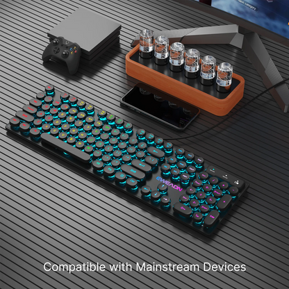 EWEADN GX330 Gaming Keyboard Wired, LED Backlit, Office silent keyboard full size, Ergonomic, Gaming, office, Windows/Laptop/PC
