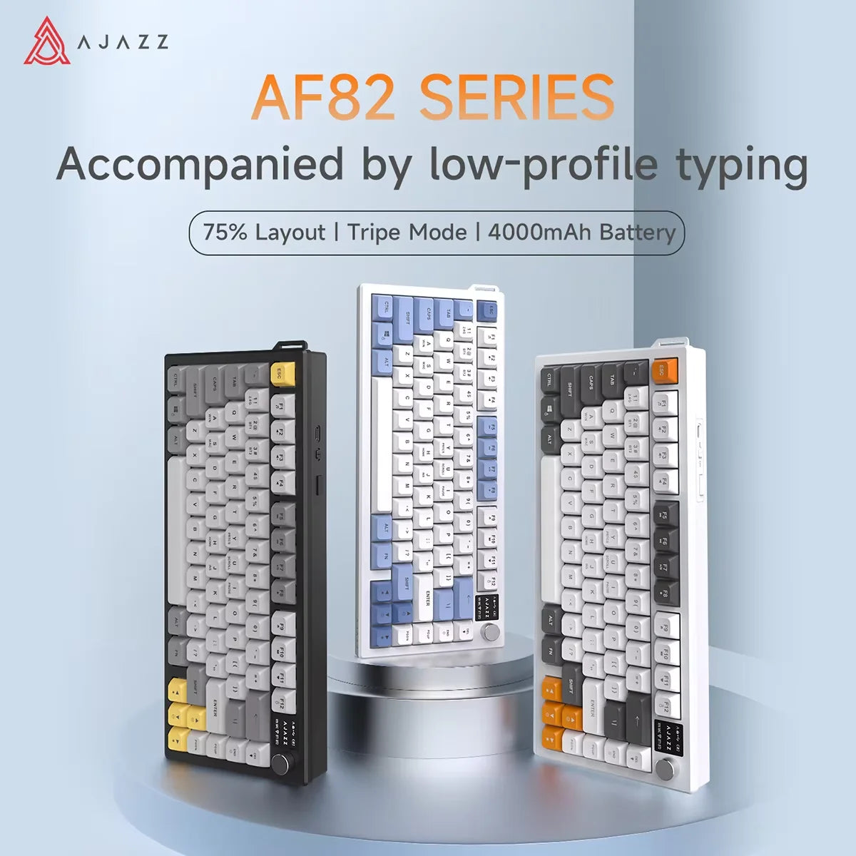 AJAZZ AF82 Office Low Profile Keyboard RGB Wired/Wireless Gaming Keyboard 75% Layout 82 keys 4000mAh Battery for Win/Mac