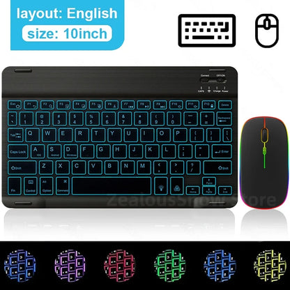 Mini Backlit RGB Bluetooth Wireless Keyboard 2.4G Mouse For Tablet Cell Phone Windows Android iOS Ultra Light Slim iPad Keyboard