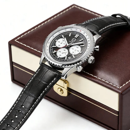 QINGXIYA Luxury Man Watch Quartz Waterproof Luminous Date Chronograph Leather Men Wristwatch Military Sports Men's Watches Reloj