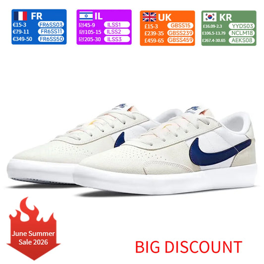 Nike Heritage Vulc SB Comfortable, slip-resistant, durable, lightweight Low-top skate shoes Unisex Off-white and blue CD5010-105