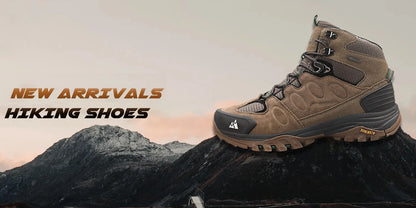 HIKEUP High-Top Men Hiking Boots Winter Outdoor Shoes Lace-Up Non-Slip Sports Casual Trekking Boots Men Suede Warm Shoes