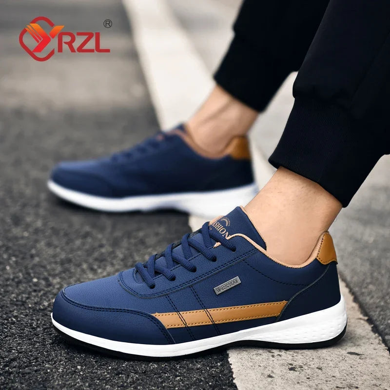 YRZL Herren-Schuhe Frühling Herbst Wasserdichte Walking-Sneaker Freizeit-Herren-Ledersportschuhe Rutschfeste Tennis-Schuhe für Herren