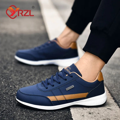 YRZL Herren-Schuhe Frühling Herbst Wasserdichte Walking-Sneaker Freizeit-Herren-Ledersportschuhe Rutschfeste Tennis-Schuhe für Herren