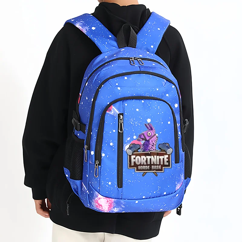 Раница Fortnite Starry Sky с голям капацитет, водоустойчива чанта за лаптоп с принт на игрови персонаж, ученическа раница за момчета и момичета за връщане в училище