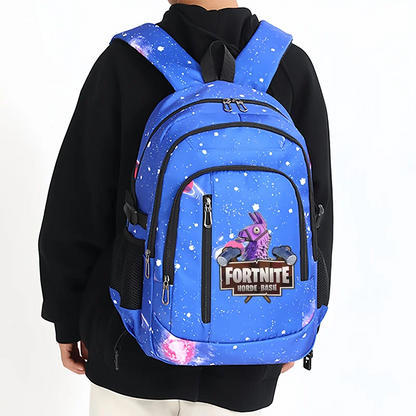 Раница Fortnite Starry Sky с голям капацитет, водоустойчива чанта за лаптоп с принт на игрови персонаж, ученическа раница за момчета и момичета за връщане в училище