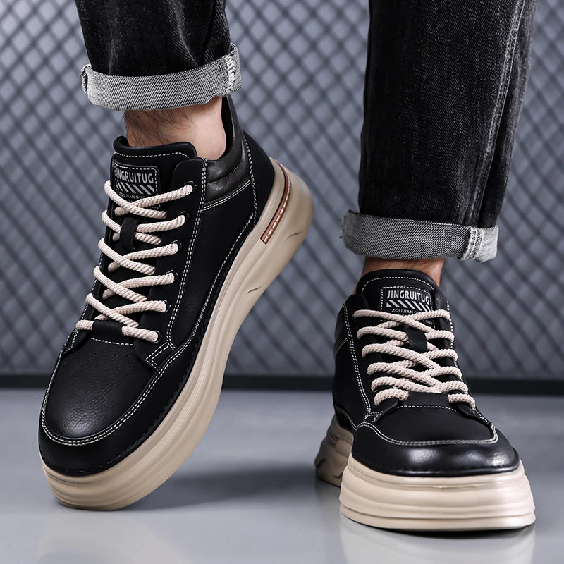 High Quality Men's Casual Leather Thick Bottom Oxford Shoes Fashion Outdoor Flat Top Quality Oxford Shoes Handmade Walking Shoes