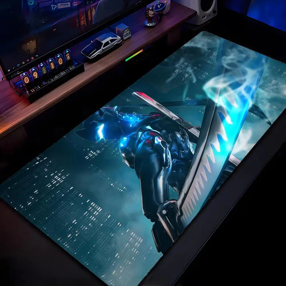 Overwatch Genji Mauspad mit HD-Druck für Computer-Gamer, vernähter Kante und rutschfester Unterseite, XXL90x40cm Tastatur- und PC-Schreibtischpad