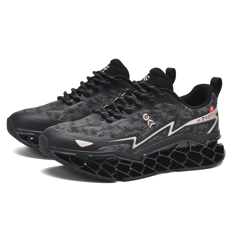 2026 New Summer Outdoor Mens Sports Shoes 3D Printed Sole Rebound Lightweight Running Shoes Foot Protection Stable Walking Shoes