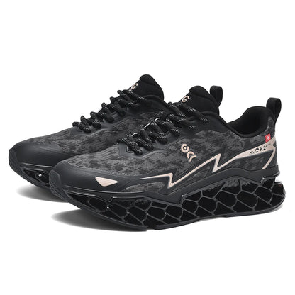 2026 New Summer Outdoor Mens Sports Shoes 3D Printed Sole Rebound Lightweight Running Shoes Foot Protection Stable Walking Shoes