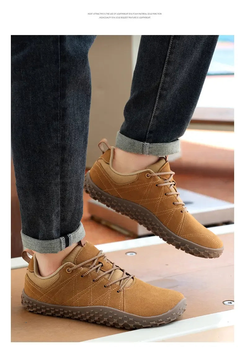 Suede Leather Shoes PU Fabric Wide Toe Shoe Anti-slip Hiking Shoe Workwear Men's Sports Shoes Women's Outdoor Walking Shoes