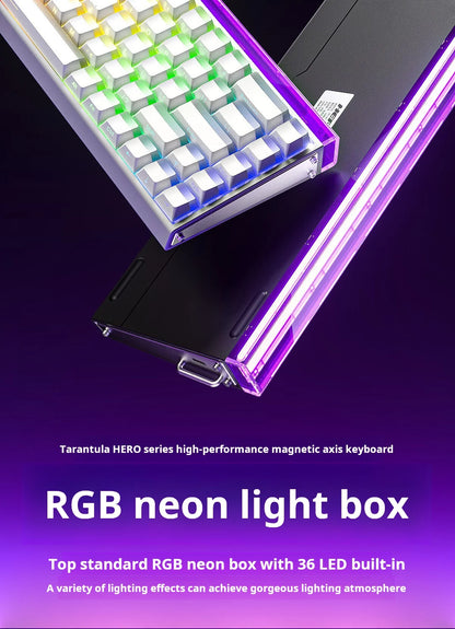 Tastiera meccanica gaming AULA HERO 68 HE con asse magnetico RT, cablata, illuminazione RGB, polling rate 8K e incisione laterale