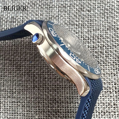 BLIGER Luxury 41mm Mechanical Men's Watch Sapphire Glass NH35AMIYOTA PT5000 Movement Steel Bracelet Ceramic Bezel Date Function