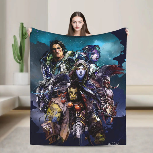 WOW World of Warcraft Arthas retro žaidimo flanelinis pledas, itin šiltas užklotas miegamajam, stovyklavimui, lovatiesei, sofai ir lovai padengti