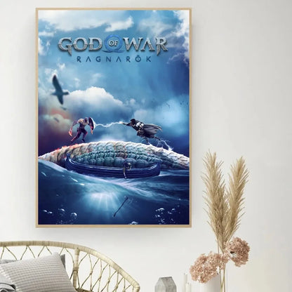 Game God Of War Poster DIY Vintage Movie Poster Wall Art Painting Study Stickers Small Szie Wall Painting