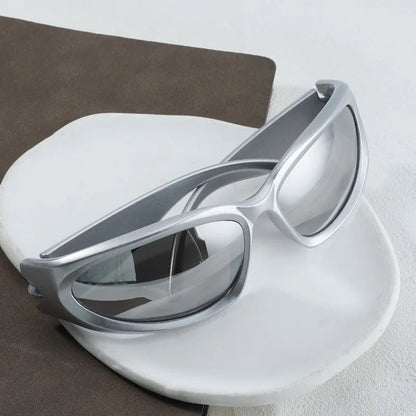 1pcs Y2K Style Irregular Frame Border Silver Glasses Men's Sunglasses Are Perfect for Concerts