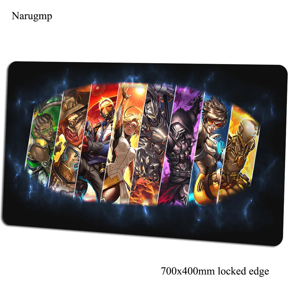 Tappetino mouse Overwatch 700x400x3mm, tappetino gaming anime con personalità per ufficio e notebook, tappetino da scrivania, regalo per ragazzo, pad mouse per giochi PC gamer