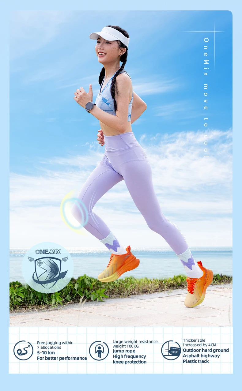 ONEMIX New Cushioned Running Shoes for Women Fall Winter Heavy Runners Lace-Up Women’s Jump Rope Dance Non-Slip Outdoor Sneakers