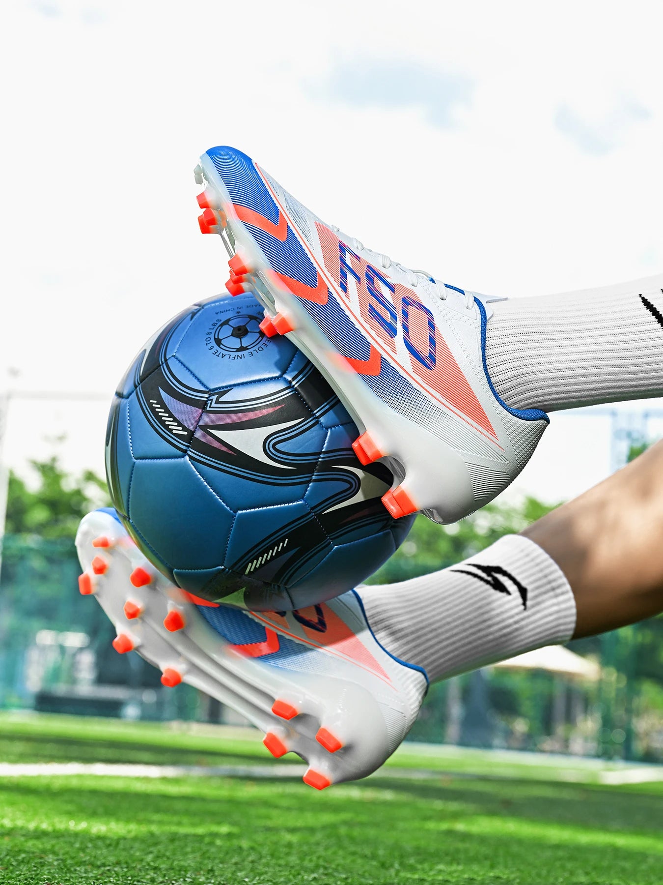 Unisex AG FG Soccer Shoes PU Woven Fabric Upper TPU Shockproof Sole Wear-Resistant Anti-Slip Teenager Competition Sneakers