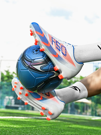 Unisex AG FG Soccer Shoes PU Woven Fabric Upper TPU Shockproof Sole Wear-Resistant Anti-Slip Teenager Competition Sneakers