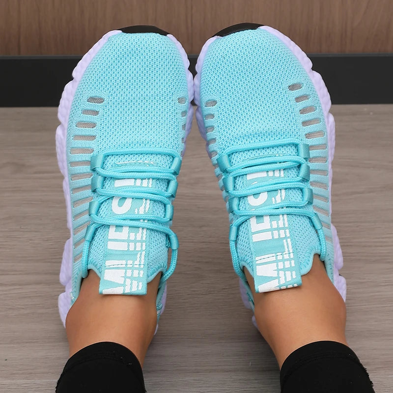 Women’s Sports Shoes Mesh Lightweight Soft Sole Jogging Strap Breathable Fashion Sports Walking Casual Tennis Flat Shoes for Men