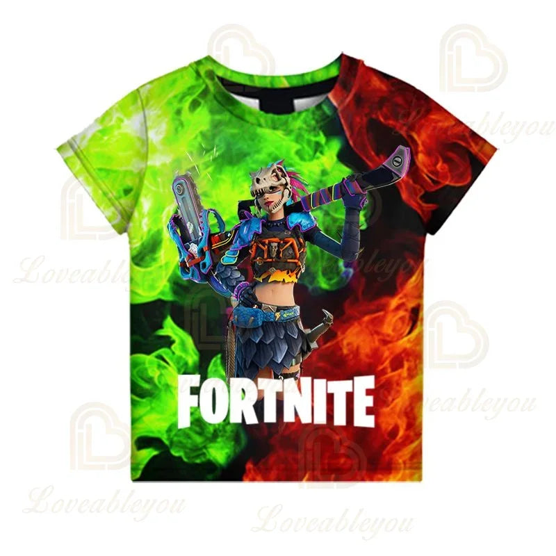 Battle-Royale-T-Shirt Fortnite Victory, T-Shirt für Kinder, Oberteile für Mädchen und Jungen, Harajuku-Shirts, Kinderkleidung 3D, 2025 NEUES DESIGN