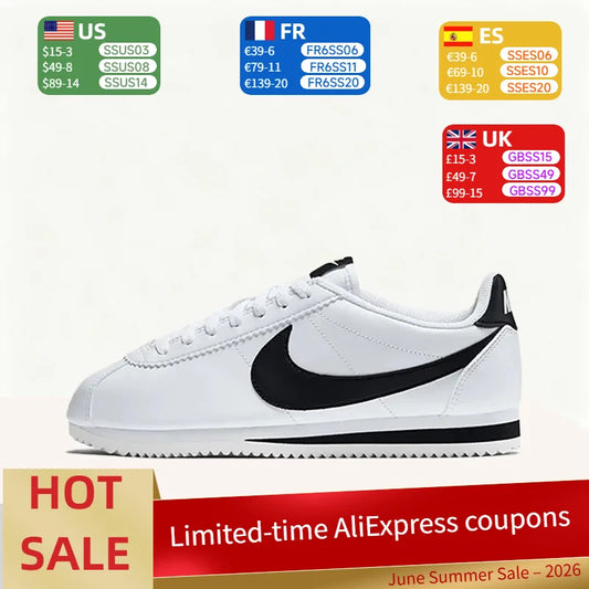 Nike Cortez Retro: Non-Slip, Durable, Lightweight, and Versatile Low-Top Running Shoes for Women in Black and White 807471-101