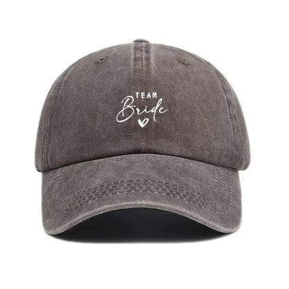 Washed Cotton Baseball Cap Adjustable Distressed Trucker Hat for Women Team Bride Party Caps Customize Bridal Wedding Vintage
