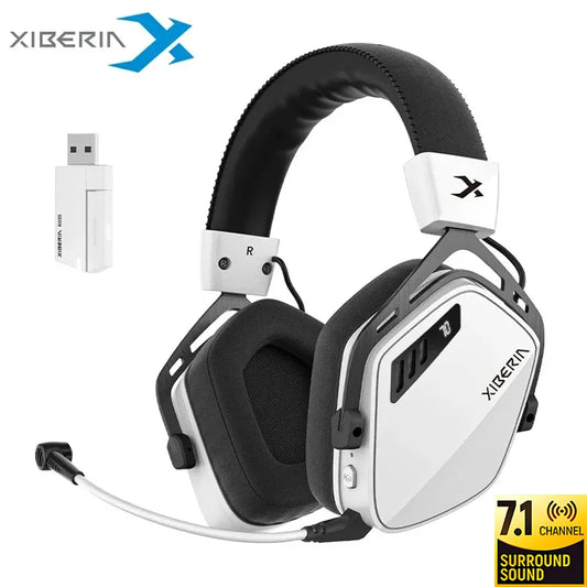 XIBERIA Wireless Gaming Headphones K03S Pro 7.1 Surround Sound Headset with Mic, Low Latency 2.4GHz Gamer Headphones, Long Battery Life Gaming Headset